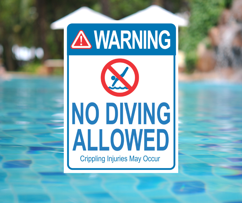 State-Required Pool Signs – "Warning No Diving Allowed"