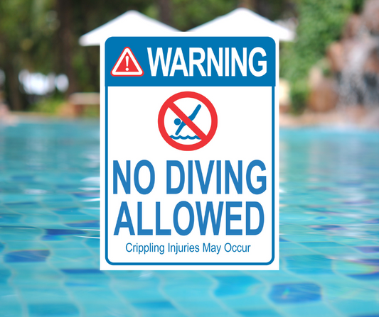 State-Required Pool Signs – "Warning No Diving Allowed"