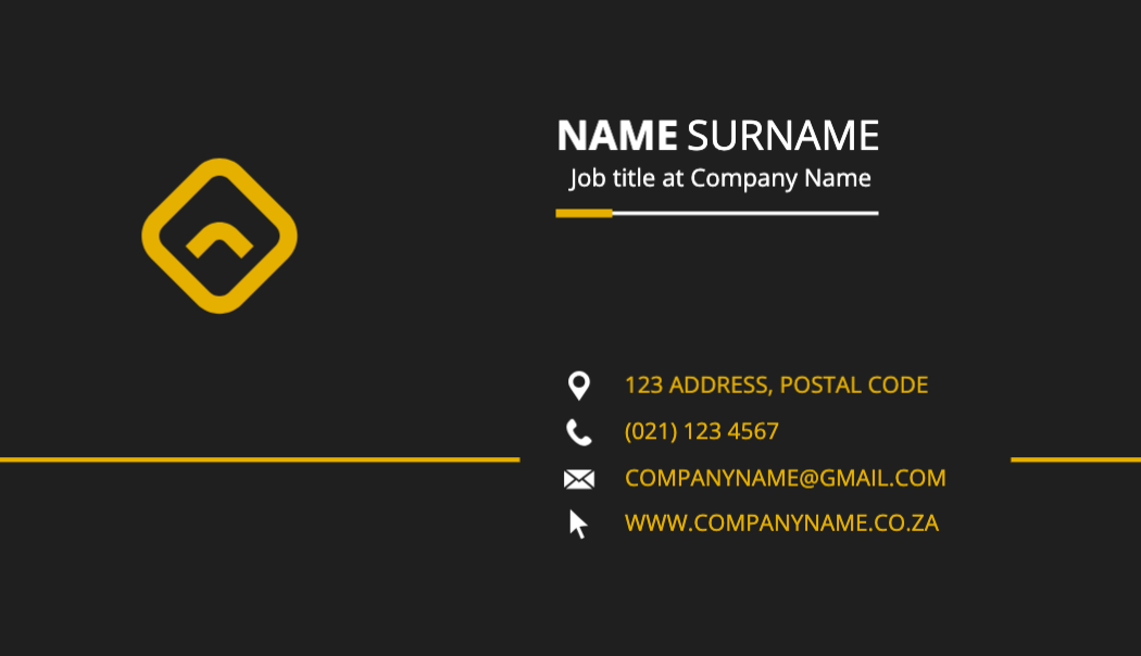 Minimal Black and Yellow Business Card