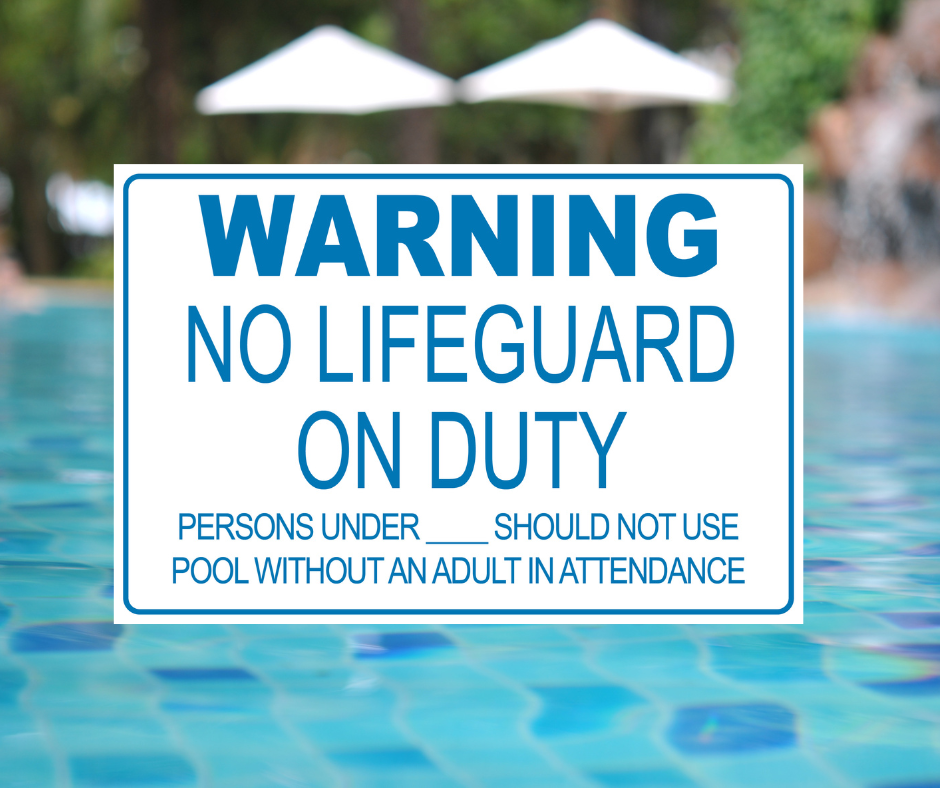 State-Required Pool Signs – "Warning No Lifeguard" - Texas Edition