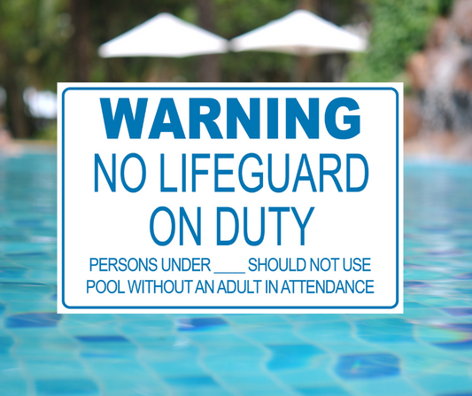 State-Required Pool Signs – "Warning No Lifeguard" - Texas Edition